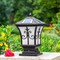 Solar Powered LED Post Light Stylish Black Outdoor Pillar Lamp for Garden Lawn